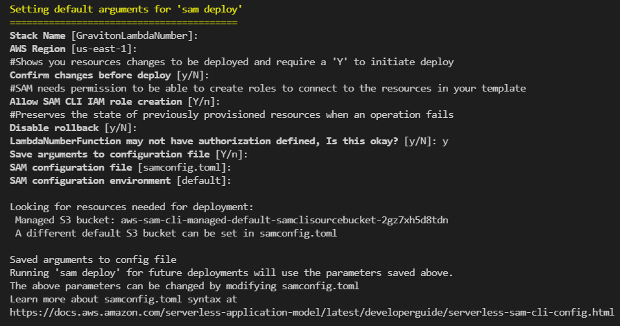 sam deploy -g